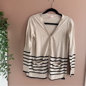Victoria’s Secret cream and black stripe cardigan size large